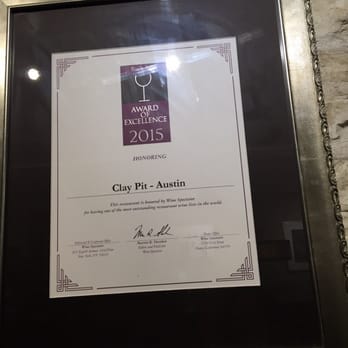 Clay Pit - 2015 Excellence certificate - Indian Near Me - Austin, Texas Clay Pit - 2015 Excellence certificate - Indian Near Me - Austin, Texas