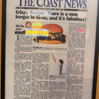 Eat Crispy Burger Oceanside - News article about the restaurant - Burgers Near Me - Oceanside, California