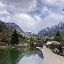 Ouray Hot Springs Pool and Park - Pond with goldfish ear the hot springs