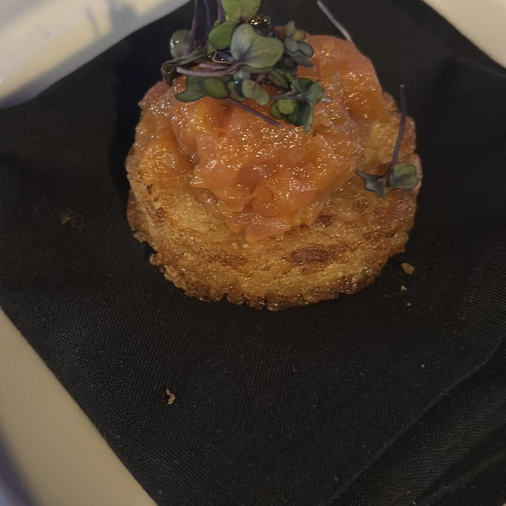 Mint Tapas and Sushi 3 - Holladay - THIS was delicious! It was kinda like a hash brown underneath and on top was a tuna tartar. It was very yummy - Sushi Bars Near Me - Holladay, Utah