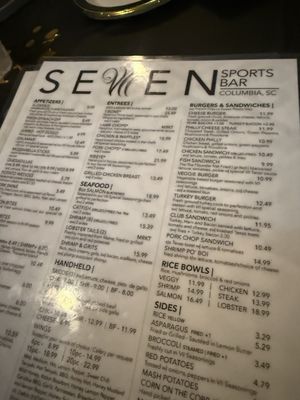 Menu photo 1 Seven Sports Bar Columbia, SC