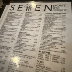 Seven Sports Bar - Food menu