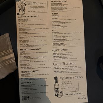 Kingfisher - menu photo taken 02/05/26 - Vietnamese Near Me - San Diego, California Kingfisher - menu photo taken 02/05/26 - Vietnamese Near Me - San Diego, California