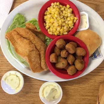 The Apple Basket Cafe - Catfish with corn and okra! - American Near Me - Macon, Missouri