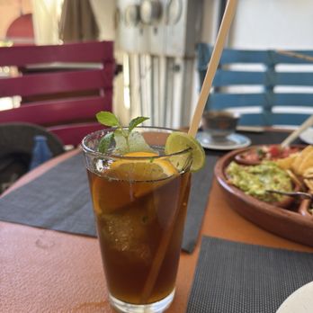 Tequila's Sunrise - Tom Collin's done in a unique way with mint and lime. - Mexican Near Me - Todos Santos, BCS Tequila's Sunrise - Tom Collin's done in a unique way with mint and lime. - Mexican Near Me - Todos Santos, BCS