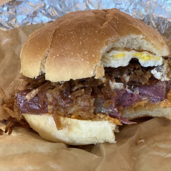 DOZER Coffee - 10/10 for the hot corned beef sandwich. Tender meat, flavorful sauce, and who doesn't love a fried egg? Seriously good. - Cafes Near Me - Ann Arbor, Michigan