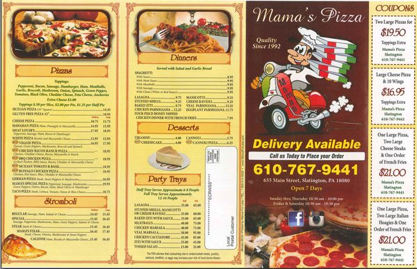 Menu photo 2 Mama's Pizza in Slatington Slatington, PA