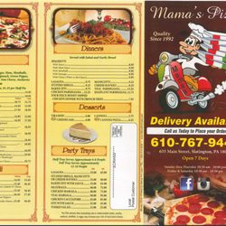 Mama's Pizza in Slatington - Menus (outside)