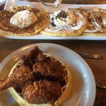 Seven Mile Cafe - Pancake flight. Banana Nutella/s'more/cinnamon roll. Nutella was the winner for me. - Breakfast & Brunch Near Me - Keller, Texas