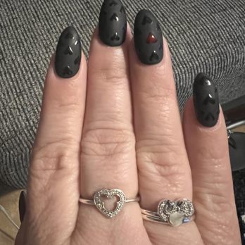 Gloss Nails Studio - Matte black with shinny heart!! Love love!!!! - Nail Salons Near Me - Santa Clarita, California