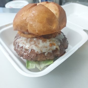 Curbside Kitchen - Cheesy Burger Added with Fried Onion Straws - Food Trucks Near Me