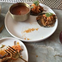 Forgot to take a picture before diving in - spicy chicken tacos. Forgot to take a picture before diving in - spicy chicken tacos.