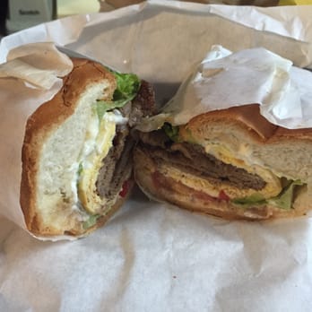 Petit Café - Rib eye steak breakfast sammich SOOOO GOOOOD!!!!! - Greek Near Me - El Segundo, California
