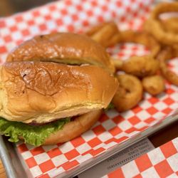 Andice General Store - Jalapeño burger and onion rings