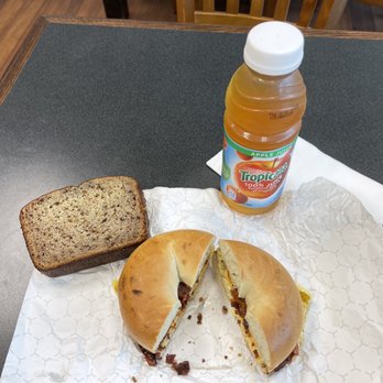 Lakeside Cafe & Deli - Banana bread, Apple Juice and an Egg, bacon and cheese bagel. - Cafes Near Me - Columbia, Maryland Lakeside Cafe & Deli - Banana bread, Apple Juice and an Egg, bacon and cheese bagel. - Cafes Near Me - Columbia, Maryland