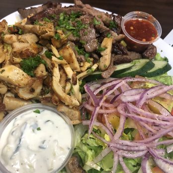 Al Basha Grill - Shawarma platter - chicken and beef - Halal Near Me - Miami Beach, Florida Al Basha Grill - Shawarma platter - chicken and beef - Halal Near Me - Miami Beach, Florida