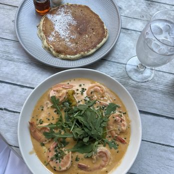 The Love - Shrimp and Grits and a Single pancake side - New American Near Me - Philadelphia, Pennsylvania