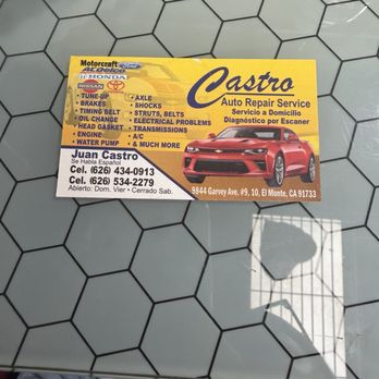 Castro Auto Repair Service - Business card - Auto Repair Near Me - El Monte, California Castro Auto Repair Service - Business card - Auto Repair Near Me - El Monte, California