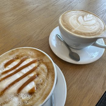 New Love Coffee - I had a Vanilla/Carmel latte with the marshmallow on top. Niece had a hazelnut latte and my Mom had the cold brew with cold foam - Coffee & Tea Near Me - Liberty Lake, Washington