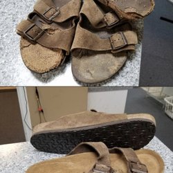 Alps Shoe Repair Shop - Before and after of Birkenstocks. Looking brand new.