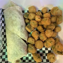 Philly Cheesesteak Wrap and Fried Okra Philly Cheesesteak Wrap and Fried Okra