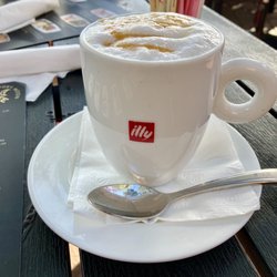 Angry Moon Cafe - Almond milk latte with caramel drizzle~
