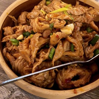 Dong Ting Chun - 常德肥肠煲 (Griddle Cooked Fatty Intestines with Pickled Peppers) - Chinese Near Me - Edmonds, Washington