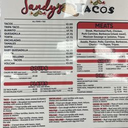 Sandy's Tacos - Menu