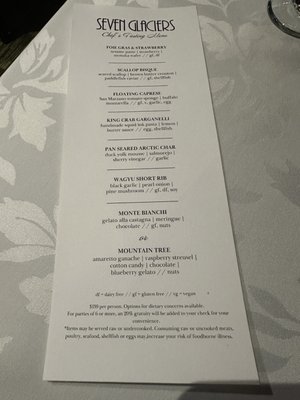Menu photo 6 Seven Glaciers Restaurant Girdwood, AK