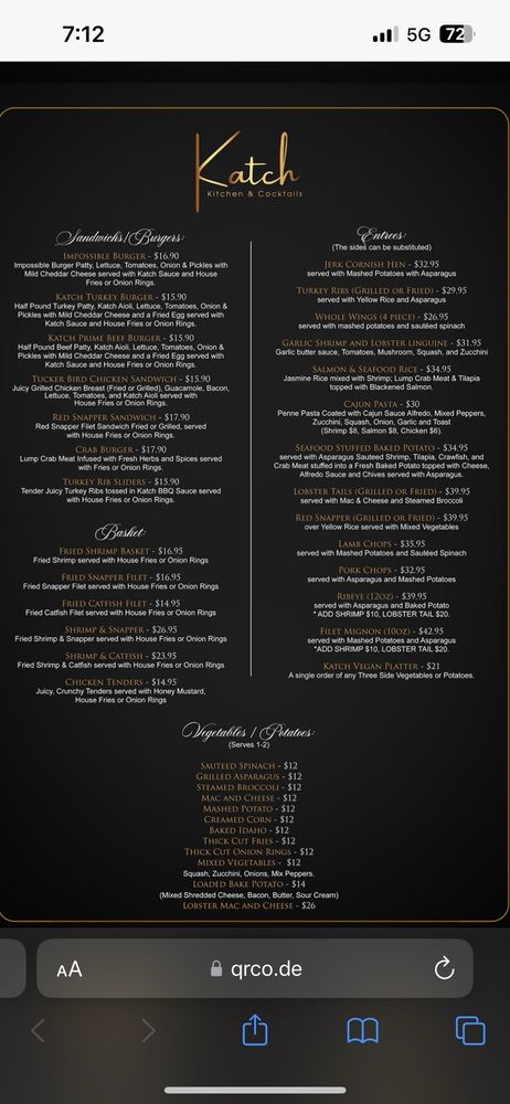 Katch Kitchen & Cocktails - Tucker, Georgia | Chefari - Smart Food Recommendations | Chefari | Analyze Restaurant Menus & Get Custom Recipes For Any Diet