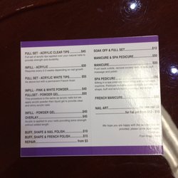 Happy Nails - Their menu:
