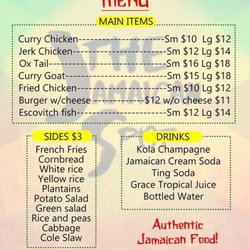 The Jamacian Spot - Menu