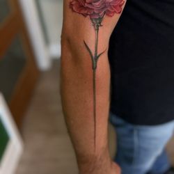 Ms Ting’s Shanghai Tattoo - Red carnation for my mother. Artist: Ting.