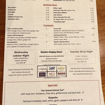 Squid's - Second page of Squid's menu - Seafood Near Me - Chapel Hill, North Carolina Squid's - Second page of Squid's menu - Seafood Near Me - Chapel Hill, North Carolina