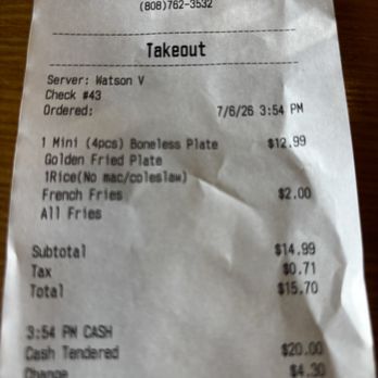 bb.q Chicken - Bill - Chicken Wings Near Me - Aiea, Hawaii