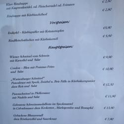 Gasthof Fruhstorfer - Kleiner Auszug der Speisekarte.