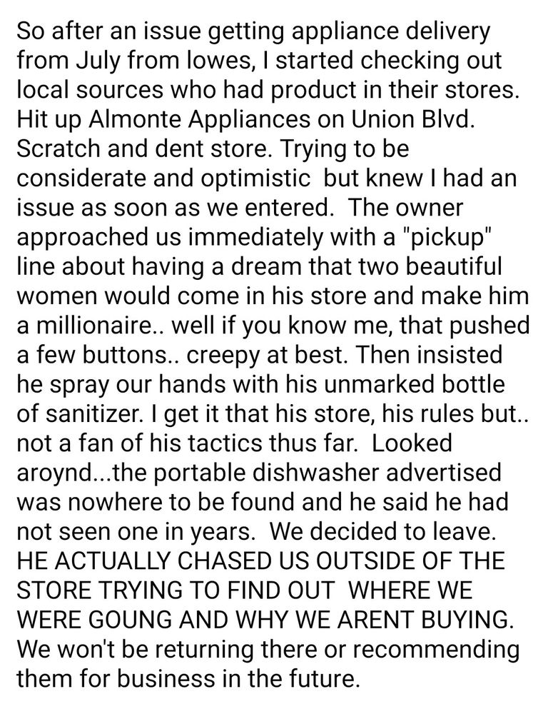 ALMONTE APPLIANCE Updated August 2024 1014 Union Blvd, Allentown, Pennsylvania Appliances