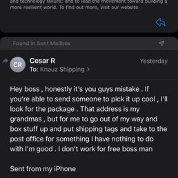 My response to that request of sending back pack