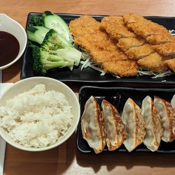 Tachibana Japanese Restaurant - Tonkatsu (Breaded Pork Loin, deep fried) with veggies, bulldog sauce, and rice - Japanese Near Me - McLean, Virginia Tachibana Japanese Restaurant - Tonkatsu (Breaded Pork Loin, deep fried) with veggies, bulldog sauce, and rice - Japanese Near Me - McLean, Virginia