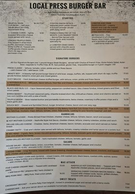 Menu photo 3 Local Press Burger Bar Kewaskum, WI