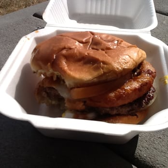 Beef N Buns N Paradise - the steak burger which someone couldnt wait and took a bite out of already - American Near Me - Frederick, Maryland Beef N Buns N Paradise - the steak burger which someone couldnt wait and took a bite out of already - American Near Me - Frederick, Maryland