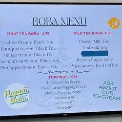 Happii Bellii - Boba tea menu