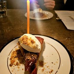 The Corson Building - Birthday candle on my dessert