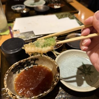Tempura Matsui - Japanese Striped Bass in Shiso Leaf - Japanese Near Me - New York, New York Tempura Matsui - Japanese Striped Bass in Shiso Leaf - Japanese Near Me - New York, New York