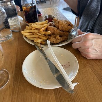 Tupelo Honey - Fried chicken, dark meat with fries and Caesar salad. - New American Near Me - Lenexa, Kansas