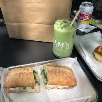 Sam's General Store - Turkey panini, matcha green tea with almond milk, frittata, kombucha, and 2 wines - Coffee & Tea Near Me - Calistoga, California