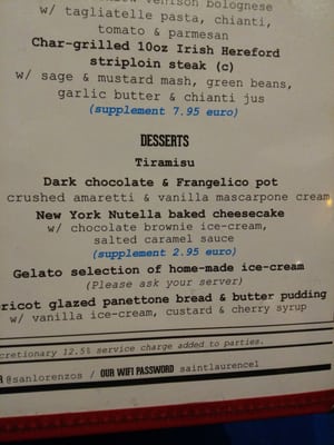 Menu photo 3 San Lorenzo's Dublin, D