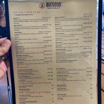 Burgeon at the Arbor - Menu - Beer Bar Near Me - San Diego, California