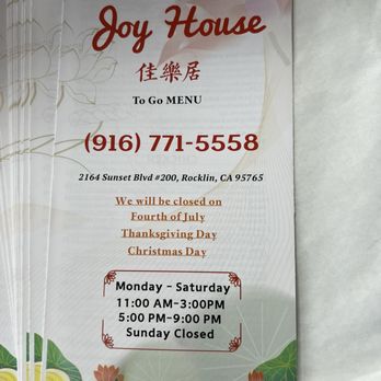 Joy House - Address and number - Chinese Near Me - Rocklin, California Joy House - Address and number - Chinese Near Me - Rocklin, California