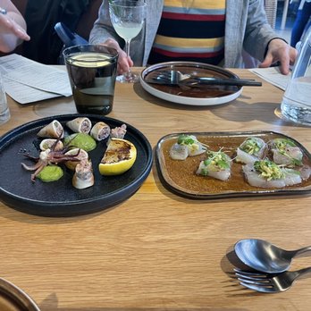 The Emerald Hour - Calamari with sausage and halibut . To die for ! - Wine Bars Near Me - Mountain View, California The Emerald Hour - Calamari with sausage and halibut . To die for ! - Wine Bars Near Me - Mountain View, California